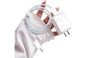 DIYGODY Bonito Protector de Cable con Patrón Marmoleado para el Cargador del iPhone, Lindo Ahorrador de Cable Cargador USB para Líneas de Datos de Móviles, Anti-caída Previene la Rotura del Cable - Negro