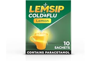 Lemsip Cold and Flu Sachets, Lemon, 10 Total, Paracetamol, Cold and Flu Relief, Headache, Blocked Nose Relief, Sore Throat Relief, Fever, Full Relief, Decongestants, Medication