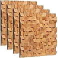 Timber Acoustics® BlockFuser Diffuser, Sound Diffusion, Noise Reduction and Acoustic Room Treatment (Set of 4) (2'x2', Wooden)