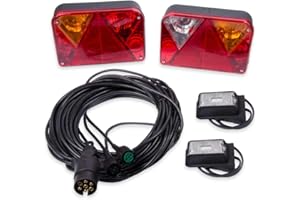 UNITRAILER Feux Arriere Remorque - Kit Eclairage Remorque 7 Broches - Feu DPT 35 pour éclairage 12V et 24V - Câble 7 m à 7 Broches + 2 Feux Gabarit LED DPT 15