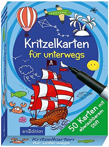 Preisvergleich Produktbild Kritzelkarten für unterwegs: Mit abwischbarem Stift (50 Karten)