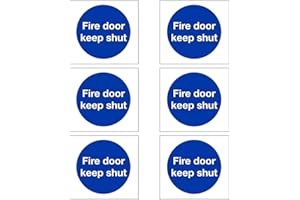 RADWORX Fire Door Safety Signs - Fire Door Keep Shut Stickers Self Adhesive Vinyl Stickers – 80mm x 80mm (6 Pack)