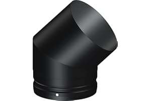 STOVEMAESTRO 6" X 45 Degree Bend Black Vitreous Enamelled Flue Pipe For Wood Burning Stove