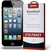 KZY İLETİŞİM Apple iPhone 5 SE ile uyumlu Temperli Ekran Koruyucu Kırılmaz Cam Ekonomik 3'l&uuml; Paket
