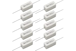 DIMLOVE Cement Resistor,10 PCS 5W 100 Ohm 5% Axial Lead Wire Resistor White Wound Fixed Ceramic Cement Resistors Wirewound Cement Power Resistors Flame Heat Moisture Resistance Precharge Horizontal Resistors