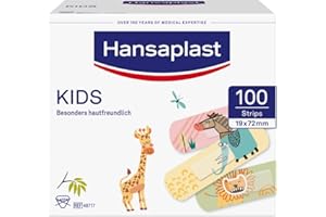 Hansaplast Opatrunki na rany dla dzieci I opatrunki wodoodporne, delikatne dla skóry, bezbolesne po usunięciu, dla zwierząt, 100 sztuk