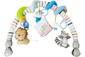 KalaDuck Arco de Juegos Carro Bebé, Arco Actividades Bebe con Espiral Actividades y Sonajero, Juguete Arco Sensorial Suave para Cuna, Cochecito y Silla de Coche para Niños Niñas 0-12 Meses