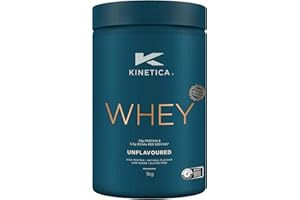 Kinetica Premium Whey Protein Powder | Grass Fed | Unflavoured | 1kg | 33 Servings | Naturally Occurring Glutamine and BCAA Amino Acids | Muscle Building & Recovery