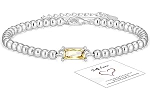 Aretas Silver Bracelet for Womens 925 Sterling Birthstone Crystal Bracelet Birthday Christmas Valentine's Day Jewellery Gift for Mum Sisters Girlfriend