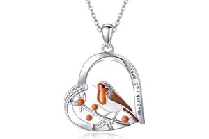 YAFEINI Bird Necklace 925 Sterling Silver Cute Flamingo Peacock Phoenix Hummingbird Kingfisher Robin Pendant Jewellery Gifts for Women