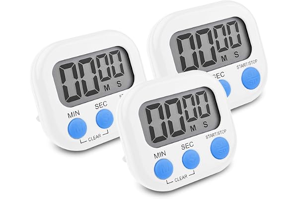 Newaner 3 st vit digital kökstimer, nedräkningstoppur med magnethållare hål