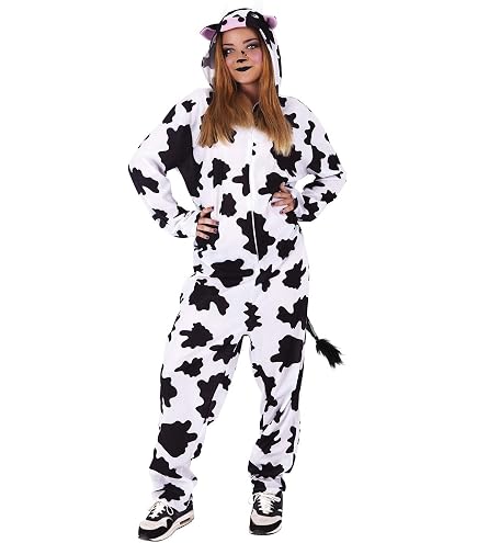 FIESTAS GUIRCA | Déguisement de Petite Vache Bébé Unisexe (12-18 Mois/80 cm) - Combinaison avec Capuche, Queue et Pieds - Costume Animalier Enfant pour Carnaval, Halloween, Anniversaire, Fête à Thème