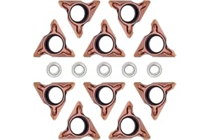 LUOLETY Mini set di smussatrici pneumatiche a 45° con 2 lame di precisione sostituibili e cuscinetto, ingresso aria 1/4 di pollice per sbavatura in metallo (10 inserti rotondi)