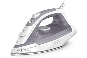 Tefal Virtuo 30, Steam Iron, 130 g/min Steam Boost, 27 g/min Continuous Steam, 240ml Water Tank, Ceramic Soleplate, Anti-drip, Precision tip, Vertical steaming, White & Purple, FV2C47G0