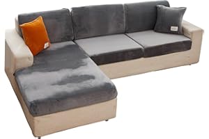 EURHOWING Fundas de cojín de Terciopelo elástico Universal para sofá seccional en Forma de L, Funda de sofá seccional de Repuesto Suave para sofá en Forma de L con Borde elástico, Lavable