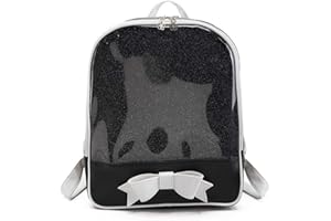 AlwaySky Ita Bag Plecak dziewczęcy, słodki, ze skóry, portfel, torba szkolna, letnia torba plażowa, portfel z kokardką, przezroczyste okienko do dekoracji DIY