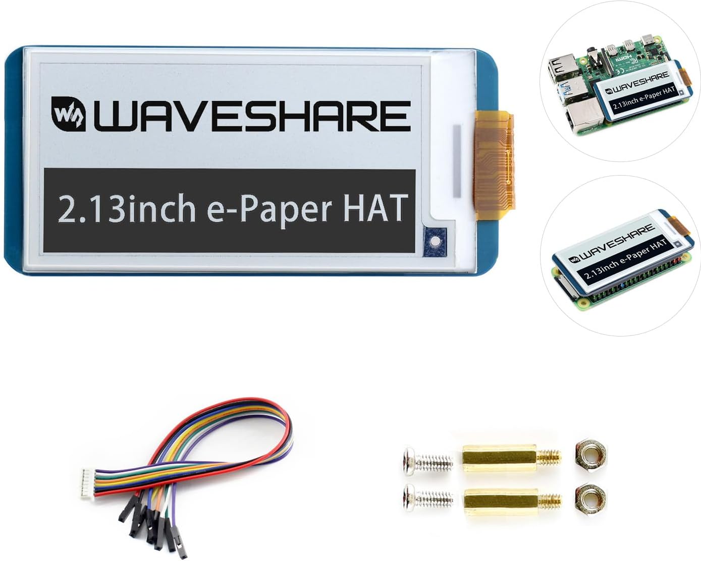 Waveshare 2.13inch e-Paper Display HAT 250x122 Resolution SPI E-Ink Screen Electronic Paper Module with Embedded Controller Partial refresh for Raspberry Pi Zero/Zero W/Zero WH for pwnagotchi Project
