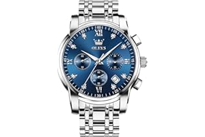 OLEVS Hommes en Acier Inoxydable Chronographe Doré Argent Analogique Quartz Grand Cadran Diamant Montre De Luxe éTanche Date Cadran NuméRique Romain