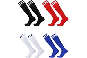 MIVAIUN 4 Paia Calze da Calcio Lunghi per Bambini, Calzini Sportivi Calzini da Allenamento Alti Ginocchio per Calcio, Rugby, Pallacanestro, Corsa, per Ragazzi e Ragazze 5-12 Anni