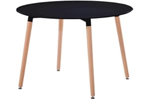 MILANI HOME S.R.L.S. Milani Home - Thomas - Tavolo da interno - Rotondo - Design Scandinavo in plastica e legno - 120 cm x 75 h - Colore Nero - Ideale per tutti tipi di arredi