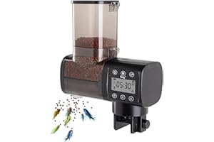hygger Aquarium Fish Feeder,500ml Fish Tank Auto Feeder Aquarium Feeder Automatic with LCD Display Controller for Weekend Holiday(Battery Not Included)