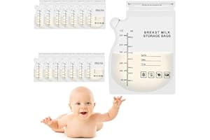 BNFGD 15 Pcs Breast Milk Storage Bag, Breastfeeding Essentials Fresh-Keeping Bag with Easy Pour Breast Milk Storage Bag, Pre-Sterilized Milk Storage Bags, Breast Milk Freezer Bags Markable Nursing Bags