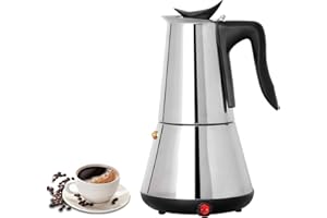 MXBAOHENG Electric Moka Pot Espresso Coffee Maker 6 Cups Coffee Mocha Pot Stainless Steel (220V)