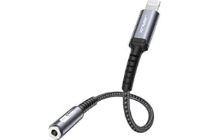 ‎JSAUX JSAUX Adapter Lightning do gniazda 3,5 mm iPhone z certyfikatem MFi, słuchawki, adapter AUX audio do iPhone'a 14/14 Pro/13/13 12 11 Pro/11/8/7/6/8 Plus/7 Plus/6 Plus, wszystkie iOS-szary