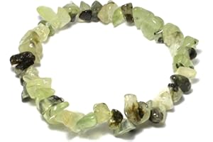 CrystalAge Pulsera de piedras preciosas prehnita y epidote