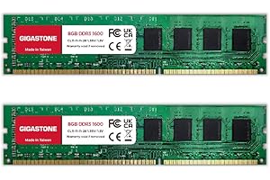 【DDR3 RAM】Gigastone RAM 16GB (2x8GB) DDR3 16GB DDR3-1600MHz PC3-12800 CL11 1.5V UDIMM 240 Pin Unbuffered Non ECC for PC Computer Desktop Memory Module Ram Upgrade Kit (Desktop ONLY)