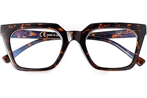SKYWAY Übergroße Blaulichtfilter Brille Damen Herren,Stilvolle Retro Quadratische Computerbrille Blaulicht Brille Ohne Stärke,Blendschutz/UV-Schutz