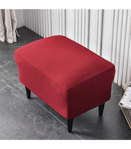 Highdi Copri Pouf Quadrato Elasticizzato, Velluto Spandex Copertura Dell' Ottomano Tinta Unita Copri Poggiapiedi Poltrona per Soggiorno, Morbido Lavabile Fodere per Sgabello (Bianco