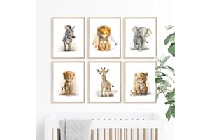 Youihom 6 Laminas Habitacion Niño Poster Bebe Cuadro Animales Salvajes Infantil Decoracion Dormitorio Pared Toile A4 sin Marco
