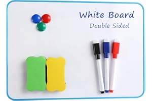 RMIVEGLIA Zestaw magnetycznych mini tablic suchościeralnych – tablica magnetyczna dla dzieci w formacie A4 (30 x 21 cm) wraz z pisakami do wycierania na sucho, magnesami i gumką do ścierania. Idealna dla dzieci