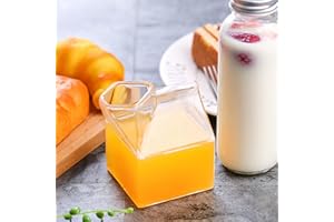 YUMILI Cartón de Cristal de Leche, Forma de casa Bonita Taza de Vaso de Cristal de Agua de Leche de café Transparente, contenedor de cartón de vertedor Vaso de Agua de vertedor