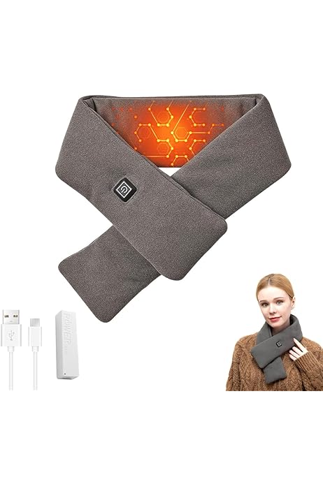 SDJMa Heated Scarf For Women, Heated Scarf For Men Three Temp Settings Christmas Gifts Without Power Bank Powered By Usb Khaki
