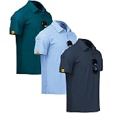 ZITY 3 Pack Men's Polo Shirt Short Sleeve Quick Dry Breathable Men's Polo Shirt Summer Casual Sport Shirt Regular Fit Golf Po