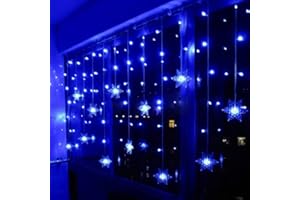 Klighten Bleu Guirlandes Lumineuses Rideau, Rideau Lumière, LED Etoilée, LED string light, 96erLED 3.5M Guirlande d'Eclairage,Guirlande LED décoration de Fenêtre, Noël, Anniversaire, Patio