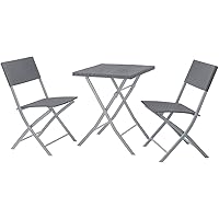 SVITA Poly-Rattan Bistro-Set Tisch Stuhl Balkon-Set Klappbar Rattan-Set Grau