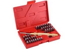 Lettre à Frapper 38 Pieces, Kit de Lettres et Chiffres à Frapper en Acieravec Poinçons Poinçons à Frappé Automatique 3 mm