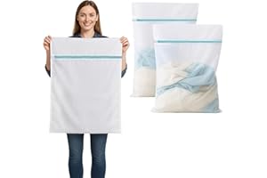 IBOPUXIU 2 Stück Wäschenetz Groß, 60x80 cm Wäschebeutel für Waschmaschine, Große Wäschesäcke für Vorhänge, Mäntel, Bettwäsche, Reise & Babykleidung (Reißfest, Versteckter Reißverschluss)