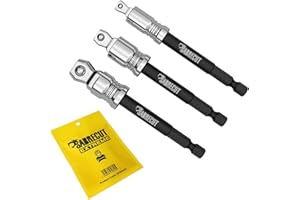 3 x SabreCut SCISAK3 95 mm 15 stopni adapter klucza nasadowego 1/4 cala sześciokątny na 1/4 cala 3/8 cala 1/2 cala napęd czworokątny 1/2 cala do wkrętarki udarowej, kluczy i grzechotek
