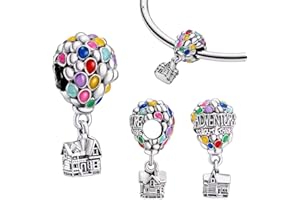 GENÉRICO Disney - Abalorio de la casa y los globos de Up, plata de ley 925, compatible con Pandora y otras pulseras de abalorios
