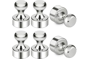 GRTARD Magnets Strong, 6 Pack Silver 12 x 16 mm Fridge Magnetic Push Pins, Magnetic Thumb Tacks, Whiteboard Magnets for Photo Map Postcard A4 Paper DIY