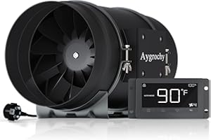 Aygrochy 200mm Intelligent Extracteur d'Air 935 m³/h avec régulateur de température et d'humidité, ventilateur d'extraction pour VMC Salle de Bain, booster, tentes de culture, ventilation Bureau