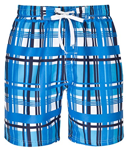 mareno® - karierte Herren Badeshort in marineblau, grau oder türkis