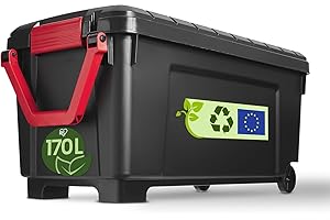 Iris Ohyama, Scatole Pieghevoli, 170L, Per Unità, Nero, Grande, Solido, Impilabile, Per Garage, Scaffali, Scatola Organizer, Plastica, Contenitore, SIA-1000