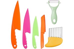 DMNQ 6 Piezas Cuchillo Niños Kiddikutter Cuchillos Para Niños Para Cortar Y Cocinar Frutas O Verduras Para Niños Pequeños Cuchillo Para Niños De 3 A 8 Años Incluye Pelador
