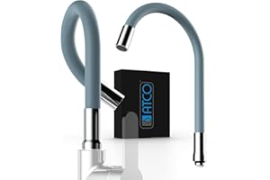 ATCO® - Rubinetto per lavello da cucina, con beccuccio a S, 3/4", colore: grigio