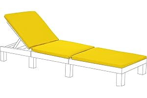 Gardenista Garden Sun Lounger Replacement Pad | Allibert Keter Daytona Lounger Cushion | Outdoor Water Resistant Sunlounger Recliner Chair Cushion | Patio Furniture Sunbed Cushion (Yellow)
